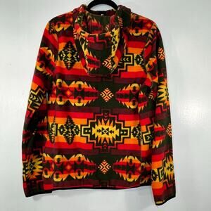 Dravus McKinley Geo Print Tech Fleece Jacket Navaho Hoodie Men Red Small Outdoor